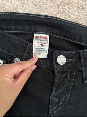 True Religion Black Denim Jeans with Branded Hardware